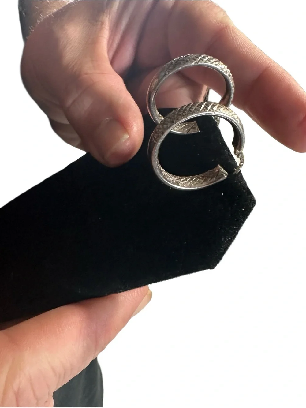 Silver-Tone Textured Hoop Earrings - Silver